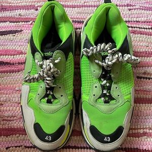 Neon green Balenciaga Triple S with spiral laces